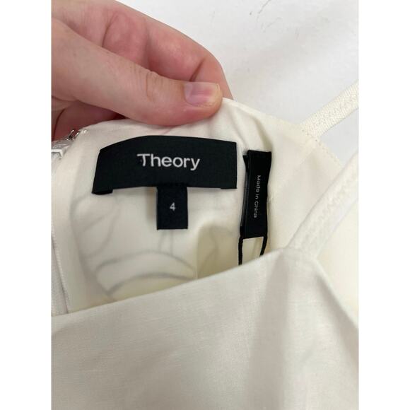 NWT Theory IWG Weekend Square Neck Nature Linen Print Resort Mini Dress - Size 4 - Picture 8 of 13